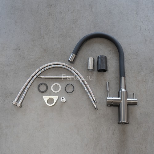 Смеситель Lemark Expert LM5083GMN-Black для кухни c гибким изливом, с подключением к фильтру с питье