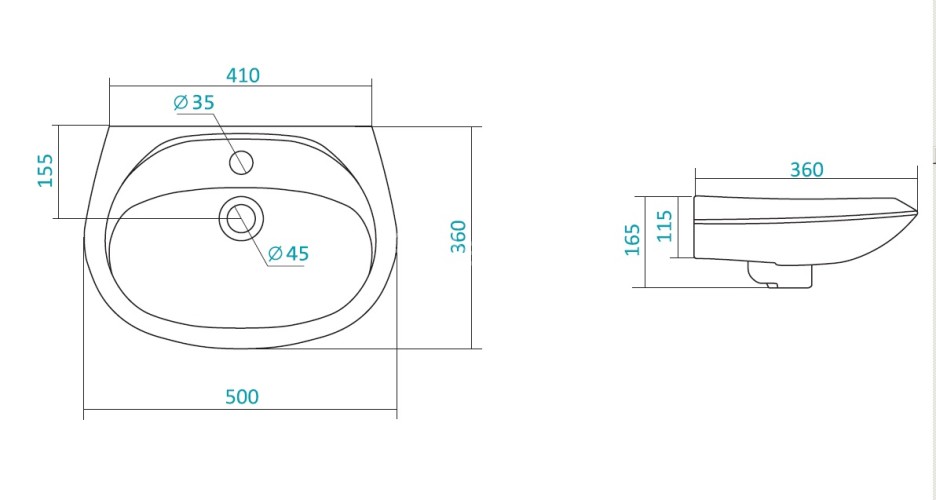 Раковина Santek "Бриз-50". белая (1.WH11.0.451)
