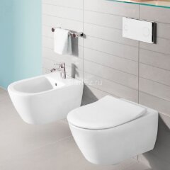 Унитаз подвесной Villeroy&amp;Boch SUBWAY 2.0, безободковый, сиденье микролифт (5614R201)