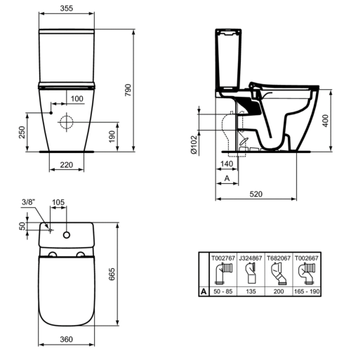 Бачок для унитаза Ideal Standard i.life A нижняя подводка, 4,5/3 л. (T472301)