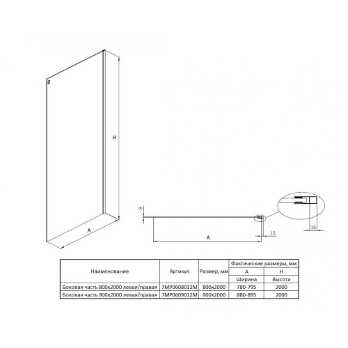 Душевое ограждение Roca Area боковая панель 80х200 хром (MP0608012M)
