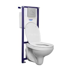 Пэк: Santeri Альфа подвесной унитаз с сиденьем + инсталляция + кнопка смыва