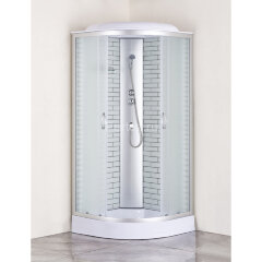 Душевая кабина Loranto SUNWAY 100х100х215 поддон 13см, белый кирпичный узор, матовое стекло 4мм, профиль хром (CS661013FW100)