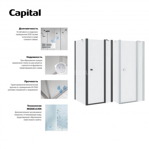 Душевое ограждение Roca Capital боковая панель 90x195, черный (M4409016M)