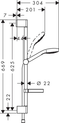 26566400 Croma Select S Набор для душа Croma Select S Vario, 0,65 м, с мыльницей Casetta