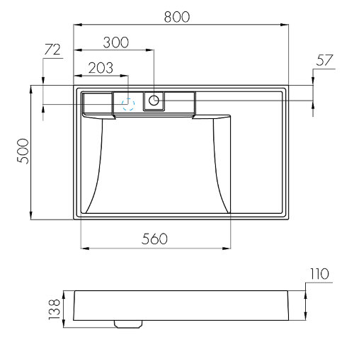 Раковина Aquaton Рейн 80 L на стиральную машину, графит (1A72113KRW210)