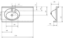 Раковина -столешница AQUATON Отель 119х47х25 цвет Белый (1A70103NOT01R)