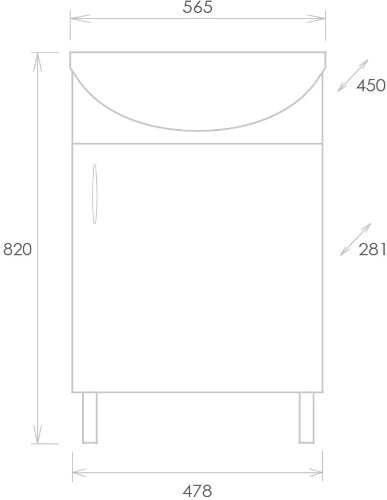 Тумба под раковину Onika Эко 52 напольная, правая, Black дуб сонома (105208)