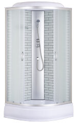 Душевая кабина Loranto 90х90х215 поддон 25 см, белый кирпичный узор, стекло 4 мм, профиль хром (CS-6690-25FW 90)