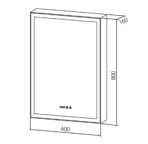 Зеркало-шкаф AZARIO Киото 60 (600х800) c подсветкой и диммером + часы (LED-00002358)