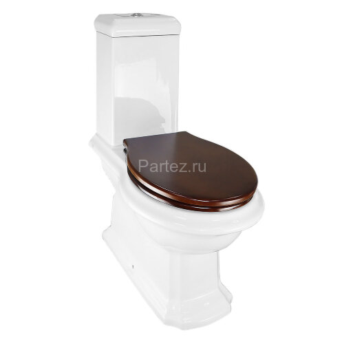 Унитаз-компакт Creo Ceramique Dijon, с бачком, сиденьем Микролифт под дерево, белый (DI1002+DI1003+D