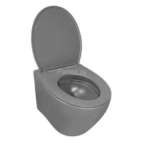 Унитаз подвесной Azario Keras 370х520х360 безободковый, с быстросъемным сиденьем микролифт, серый ма