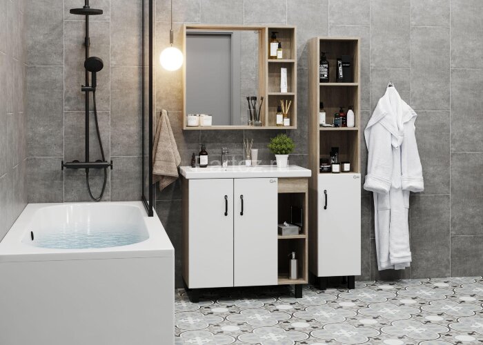 Тумба напольная Onika Тимбер 80.10 белый мат./дуб сонома (108045)