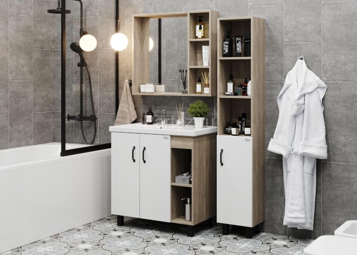 Тумба напольная Onika Тимбер 80.10 белый мат./дуб сонома (108045)