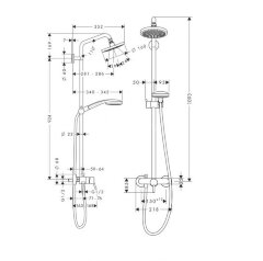 27154000 Croma 100 Showerpipe, с однорычажным cмесителем, ½’