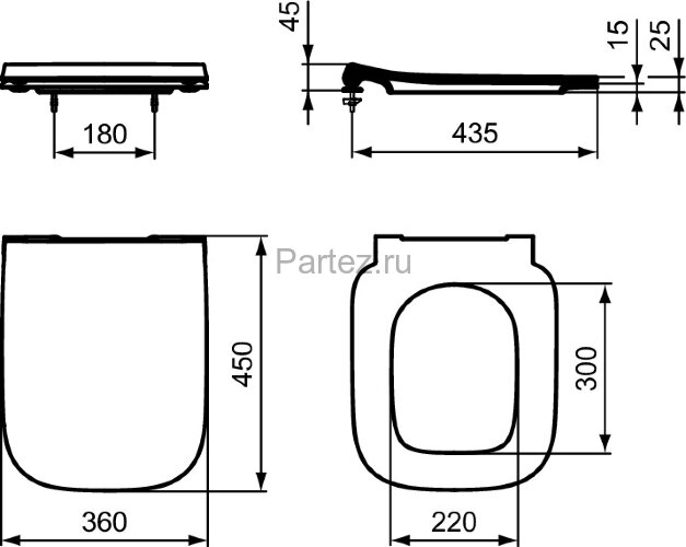 Промо комплект Ideal Standard I.life B состоящий из подвесной унитаз i.life B, тонкое сидение Ideal 