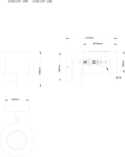 Бра Arte Lamp A7051AP-1BK