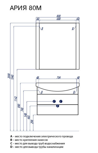 Тумба под раковину AQUATON Ария 80 М белая (1A140801AA010)