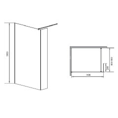 Душевая перегородка Loranto 140x195 Walk-in. Доп.створка 20см. Регулируемый кронштейн 80-100 Прозрачное стекло 6 мм. Профиль Хром (CS-L801 140)
