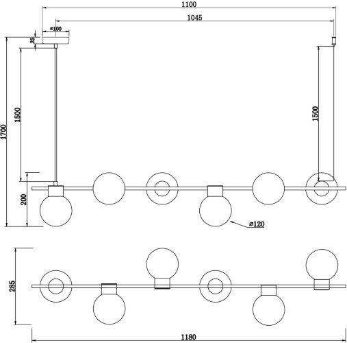 Подвесной светильник Freya FR5232PL-06B