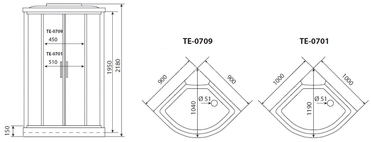 Timo eco TE-0709 Р душевая кабина (90*90*215), шт