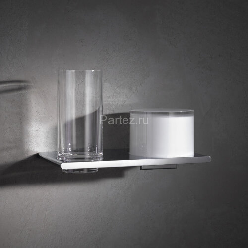 Двойной держатель Keuco Edition 400 со стаканом и дозатором жидкого мыла, хром (11553019000)