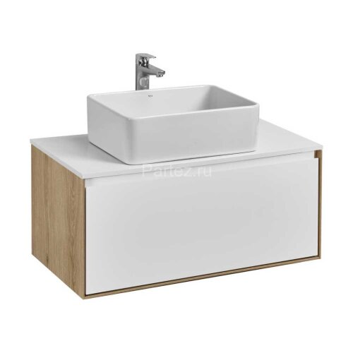 Тумба под раковину Aquaton Либерти 90 дуб эльвезия, белый глянец (1A279901LYC70)