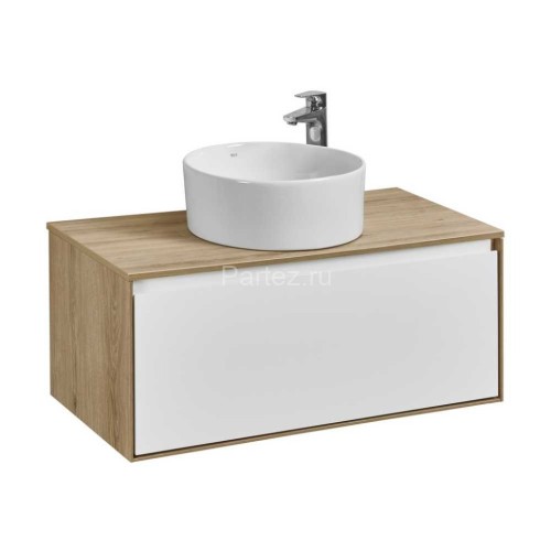Тумба под раковину Aquaton Либерти 90 дуб эльвезия, белый глянец (1A279901LYC70)