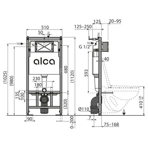 Сет инсталляция Alсa AM101/1120-4:1 RU M571-0001 + унитаз Grado AZ-0046N с сиденьем микролифт