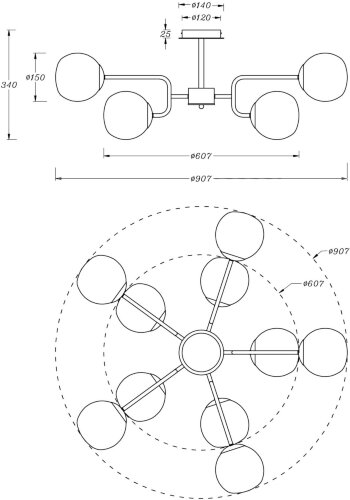 Потолочная люстра Maytoni MOD221PL-10N