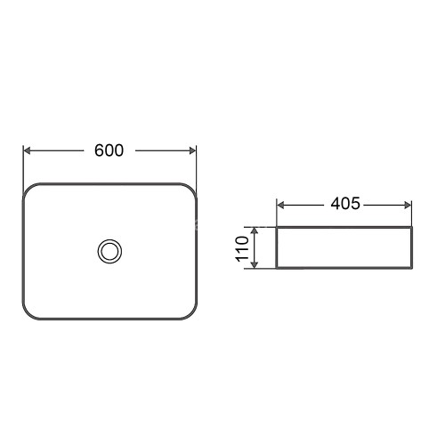 Раковина-чаша Azario 600х405х110 накладная, прямоугольная, черный матовый (AZ-2174-MB)
