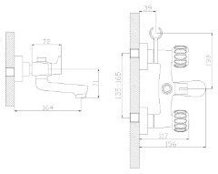 Смеситель для ванны с коротким изливом, с держателем на теле, хром