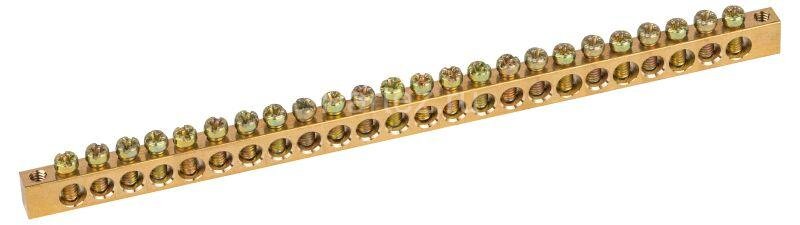 Шина NO-122-11 PEN "земля-ноль" 6х9мм 24/2 с креплениями по краям латунь ЭРА Б0047225