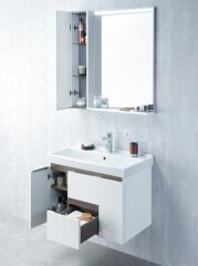 Тумба под раковину AQUATON Рене 80 подвесная Белая/Грецкий орех (1A258601NRC80)