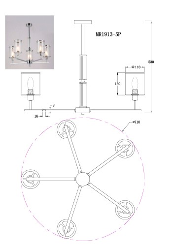 Потолочная люстра MyFar MR1913-5P