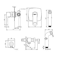 Смеситель Lemark Ursus LM7219BL с гигиеническим душем, встраиваемый