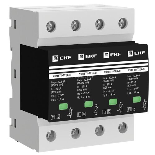 Устройство защиты от импульсных перенапряжений Т1+Т2; Iimp-12.5kA; In-20kA; Uc-275В; 3+1 PROxima EKF