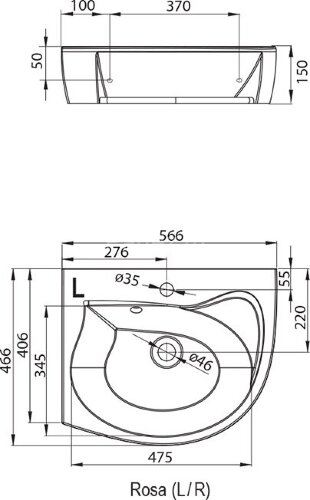 Раковина Ravak ROSA, белая (XJ2P1100000)