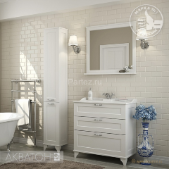 Тумба под раковину AQUATON Леон 80 Н напольная, дуб белый (1A187801LBPS0)