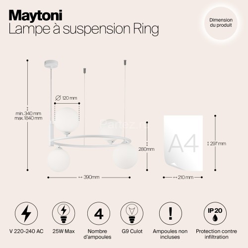 Подвесной светильник Maytoni MOD013PL-04W