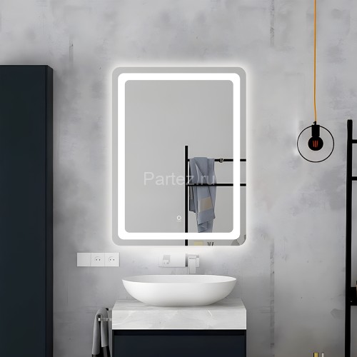 Зеркало AZARIO Dallas 600х800 с подсветкой, сенсорный выключатель с функцией диммера (AZ-Z-043CS)