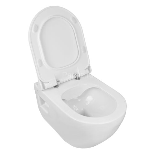 Унитаз подвесной Seramiksan Ocean plus 360х520х350 безободковый, с тонким сиденьем микролифт, белый 