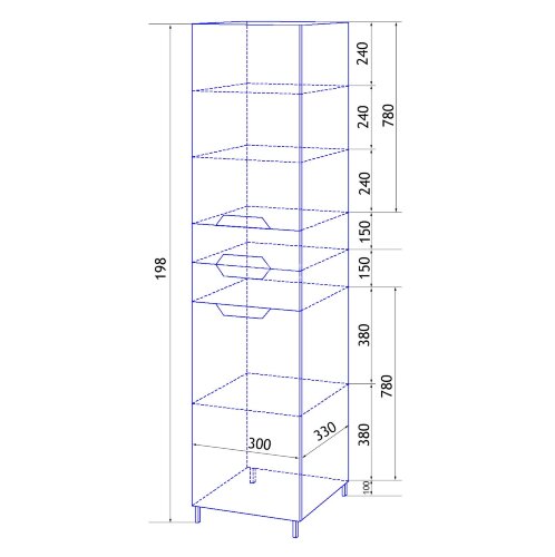 Пенал Loranto Стиль 30 правосторонний, 300х1970х330, белый (CS00024676)