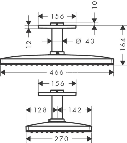 24002600 Rainmaker Select Верхний душ 460 1jet с потолочным подсоединением, черный/хром