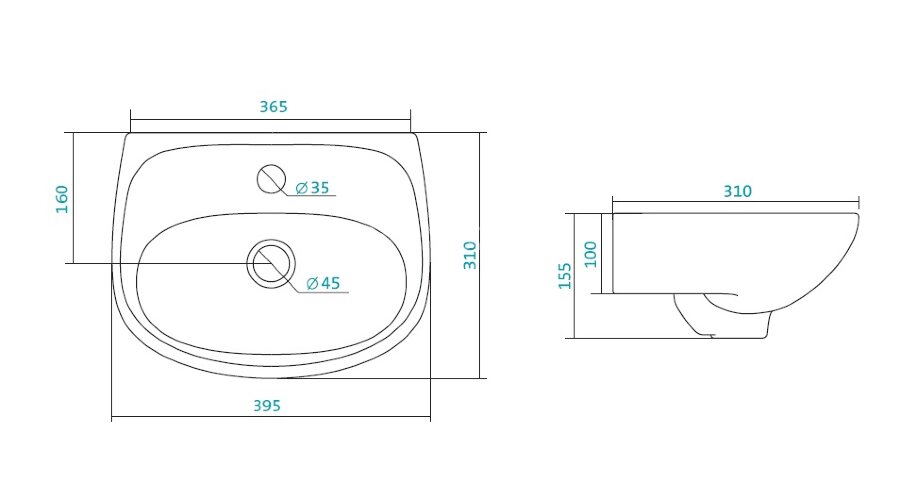 Раковина Santek "Анимо -40", белая (1.WH11.0.490)