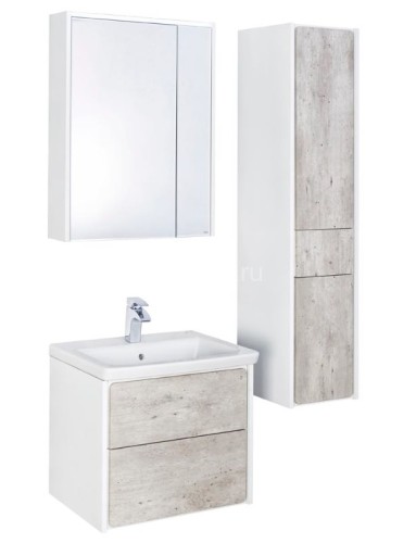 Зеркало-шкаф Roca Ronda, 60*14,5*78 см, с доводчиком, с розеткой, бетон/белый глянец (ZRU9303007)