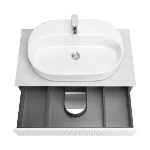 Тумба под раковину AQUATON Марбл 80 800х460х530 подвесная, Слэйт/Белый матовый (1A276201MH4C0)