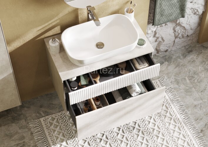 Тумба под раковину AQUATON Марбл 80 800х460х530 подвесная, Слэйт/Белый матовый (1A276201MH4C0)