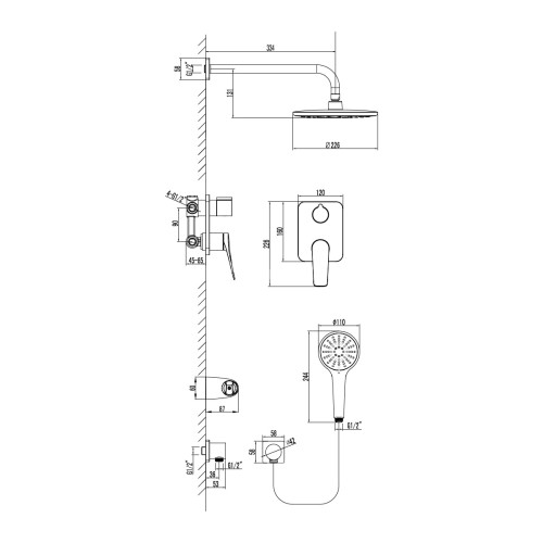 Смеситель Lemark Bronx LM3729BL для душа, встраиваемый