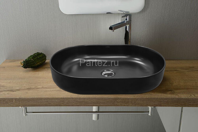 Раковина-чаша Creo Ceramique 580х380х140 накладная, овальная, керамика, черный матовый (PU4300MBK)